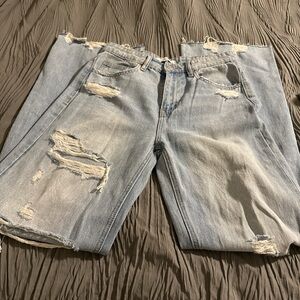 Flying Monkey Light Blue Distressed Flare Jeans
